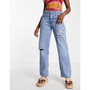 Levis Jeans Women 27 Light Wash SilverTab 94‎ Baggy Distressed All Cotton Denim